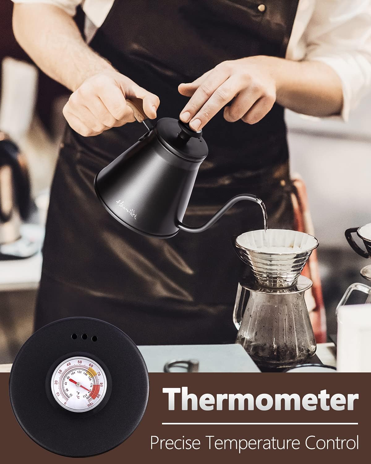Hervidor café estufa termómetro acero inox