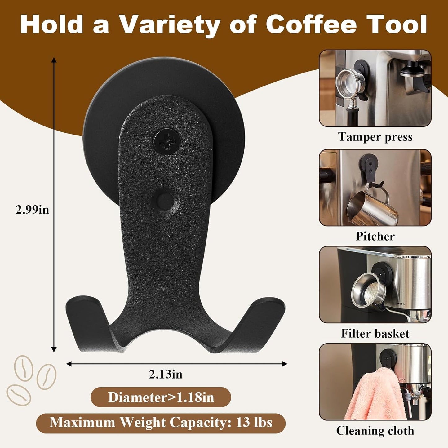 Portafiltros magnéticos para pared compatibles con cafetera