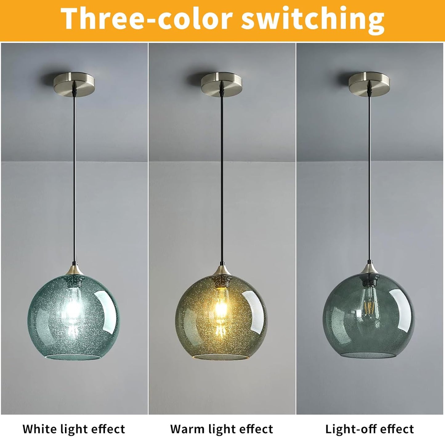 3 Luces Colgantes Vidrio Modernas para Cocina Comedor