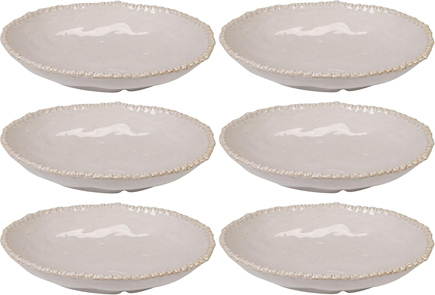 Set 6 Cuencos Gres Bajo Borde Clavo Blanco
