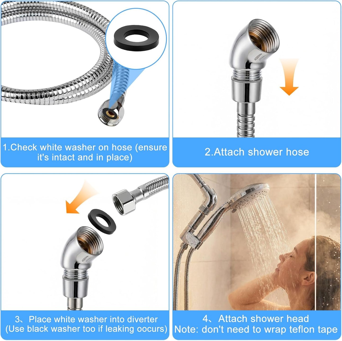 Adaptador ducha mano 135 grados G1/2 cromo no giratorio