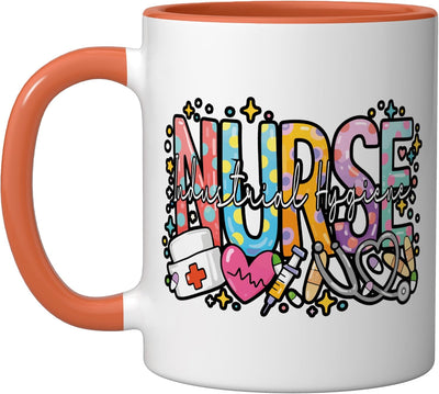 Taza cerámica para semana del enfermero industrial higiene color naranja/blanco