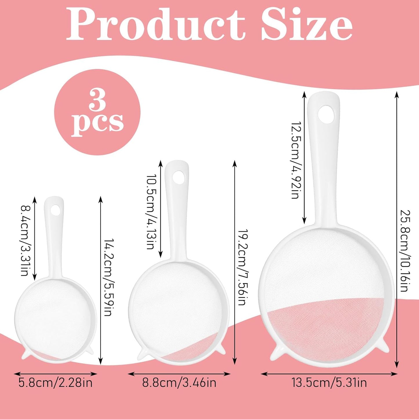 Juego de 4 coladores de plástico con asa para kéfir, jugo, yogur y leche