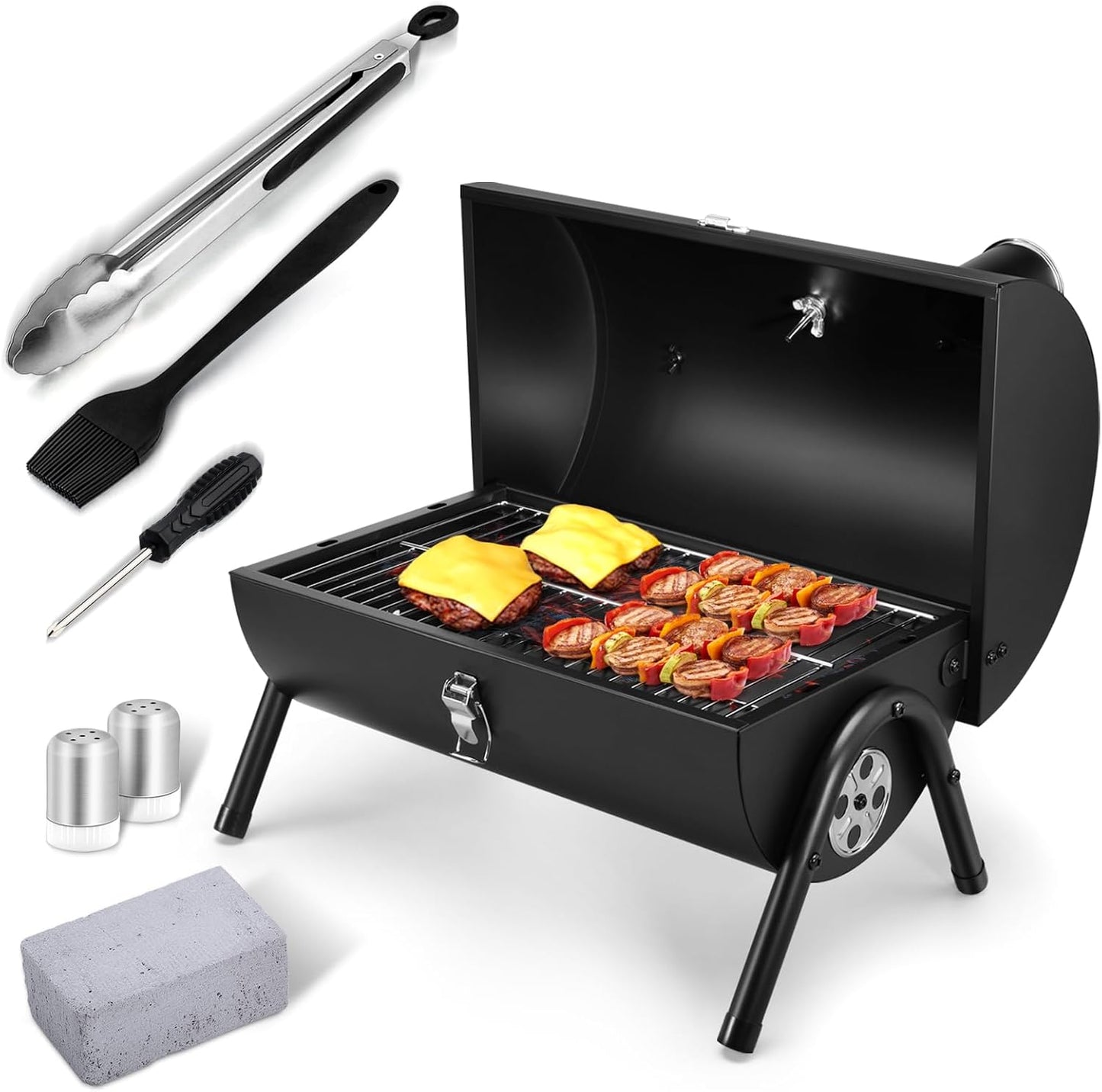 Juego parrilla carbón portátil con accesorios para barbacoa