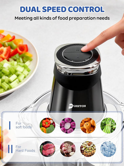 Picadora eléctrica alimentos 500W 2 cuencos 10 y 5 tazas