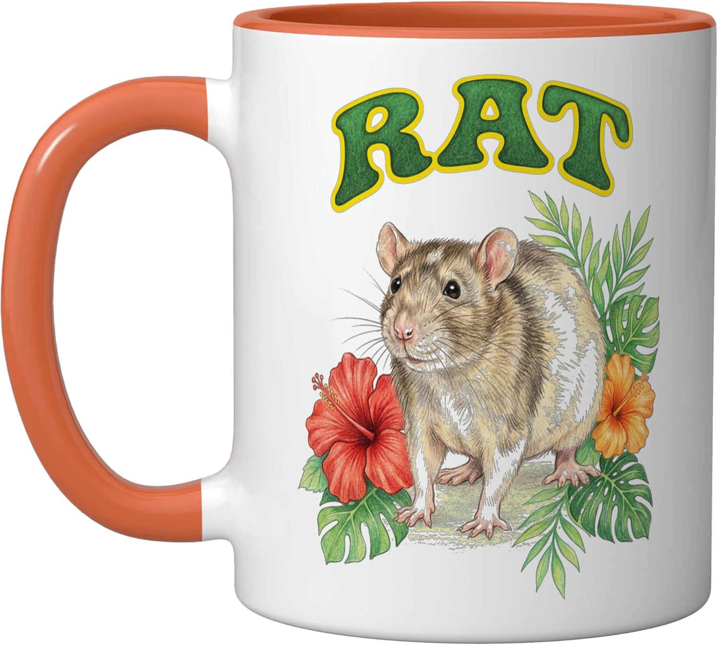 Taza Cerámica Ratón Floral Boho Orange/Blanco