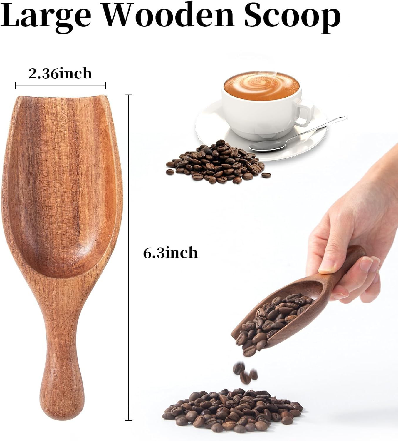 Cucharas madera para café molido té sal baño cocina