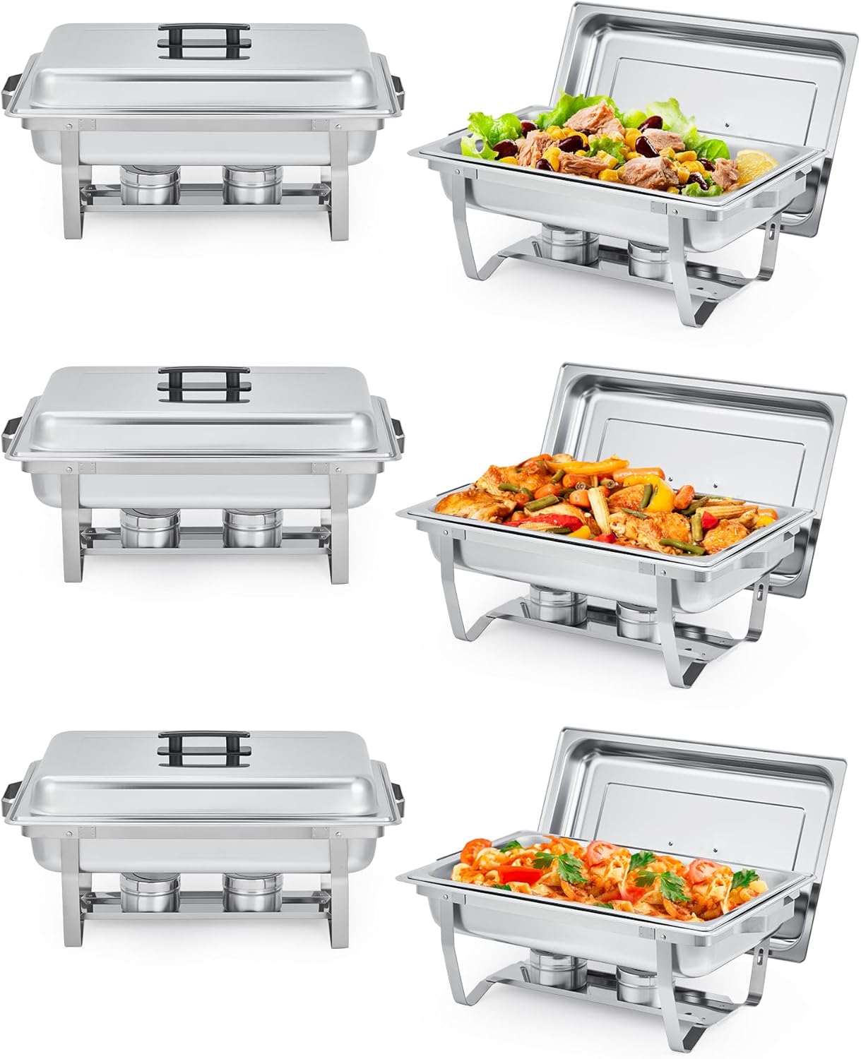Set 6 Pzas Chafer Acero Inox Rectangular para Servir