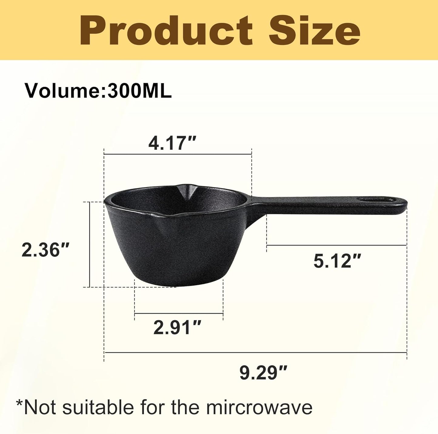 Olla para fundir hierro fundido pre-sazonada de 10 oz