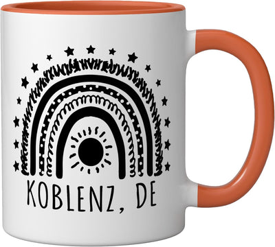 Taza cerámica Koblenz diseño arcoíris orange/white
