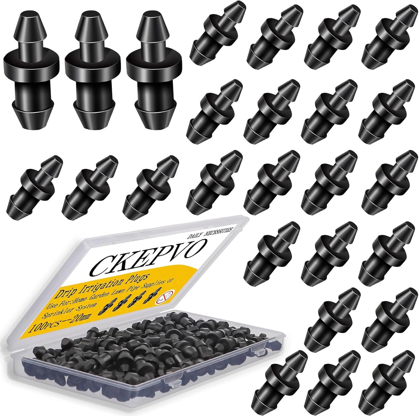 Tapones riego goteo 1/4pulg con tapas púas 100 plástico