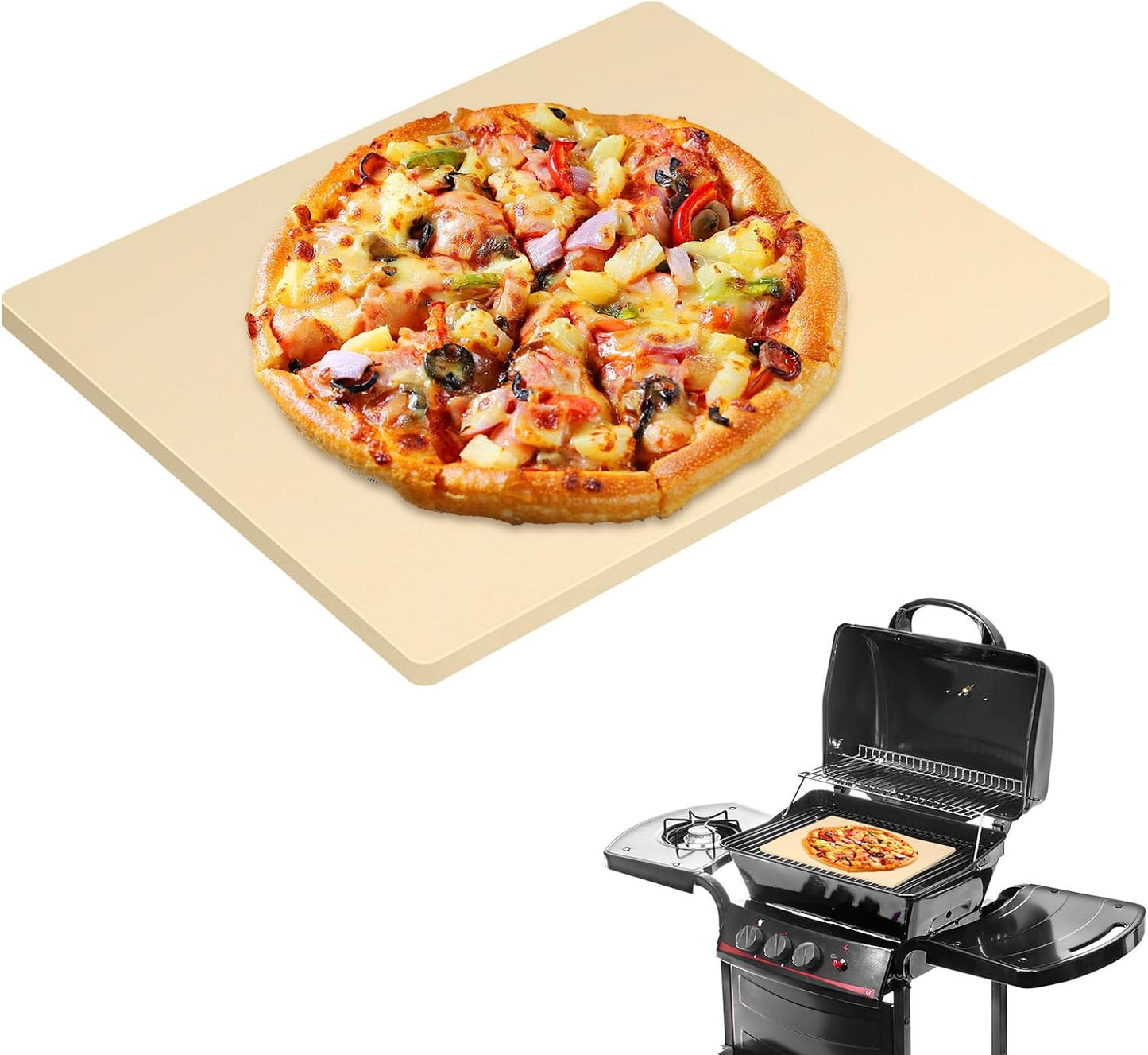 Piedra pizza extragrande 22x14pulg rectangular parrilla
