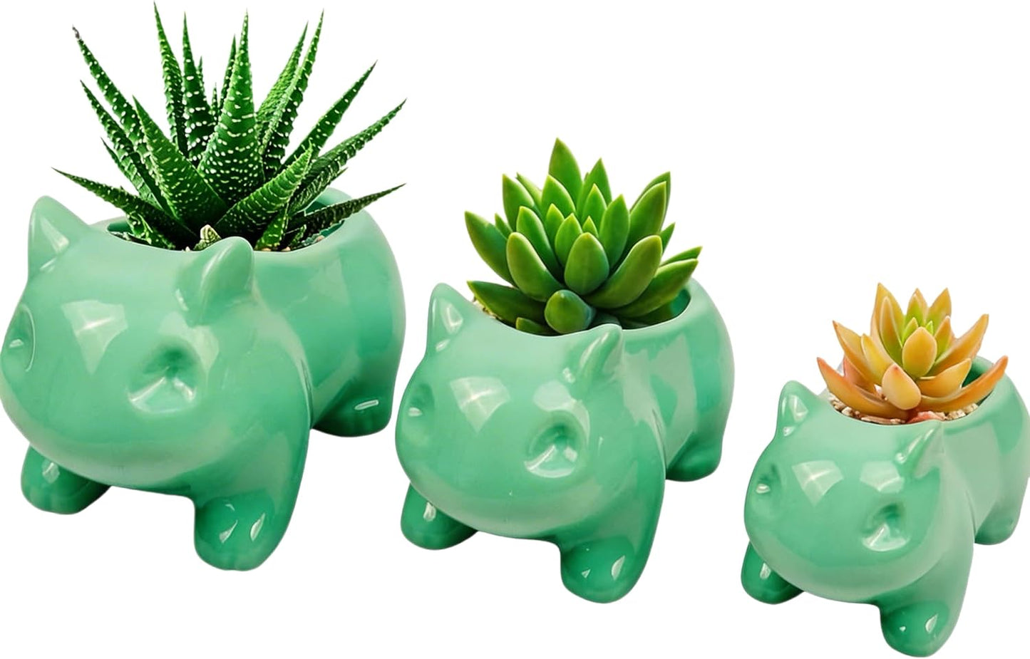 3 Pzas Macetas Cerámica Forma Animal para Cactus y Flores