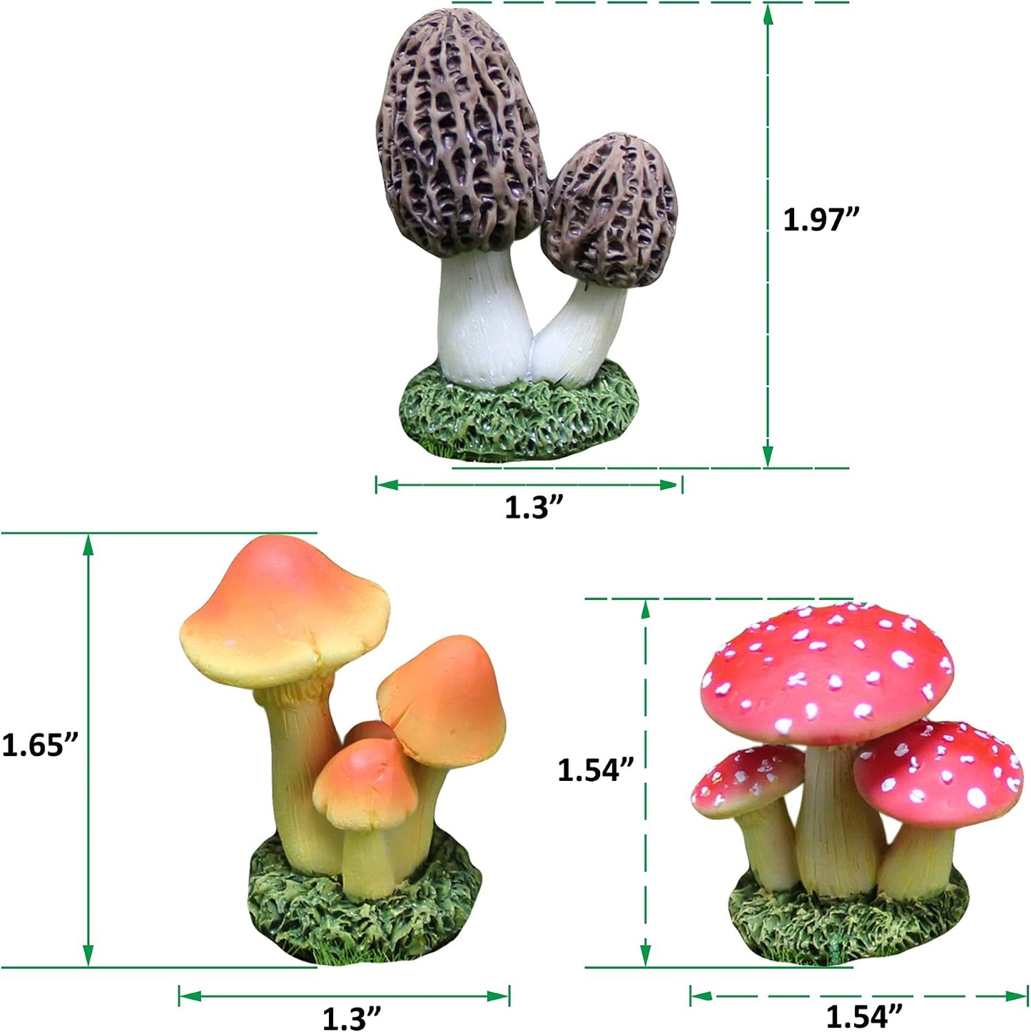 6 figuras hongos resina decoración jardín hogar