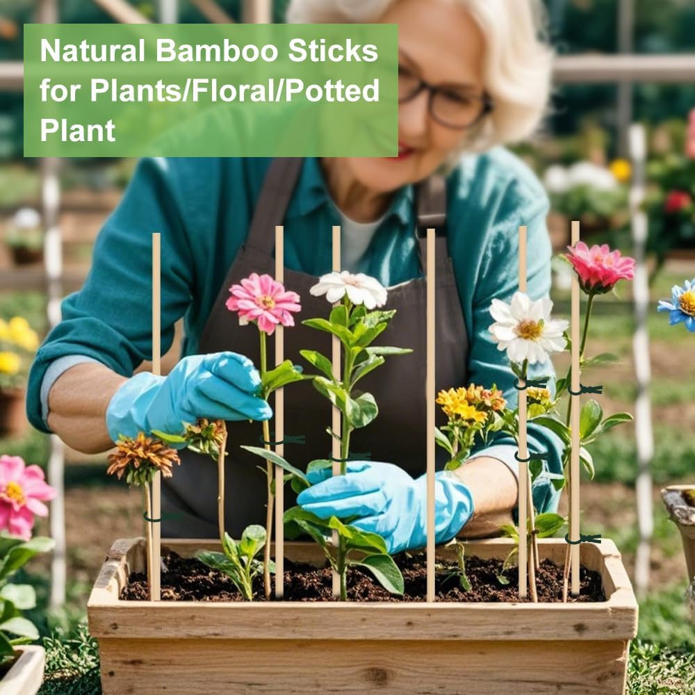 120 Estacas Bambú 18pulg Soporte Madera Jardinería