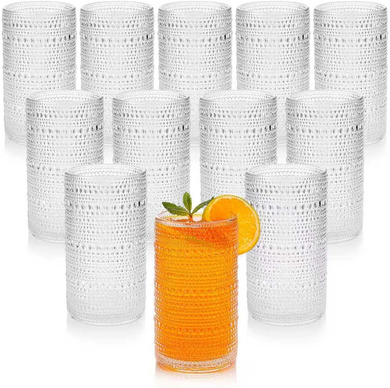 Juego de 6 vasos transparentes con tallo y pajitas 16 oz