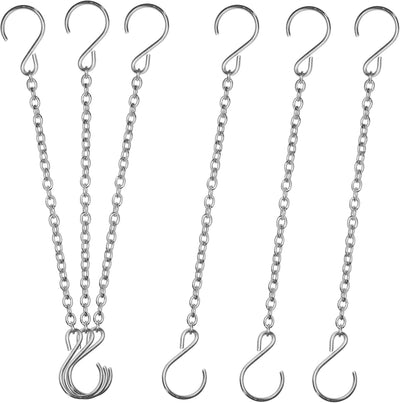 Cadena acero inox 10.5pulg ganchos S dobles vallas macetas