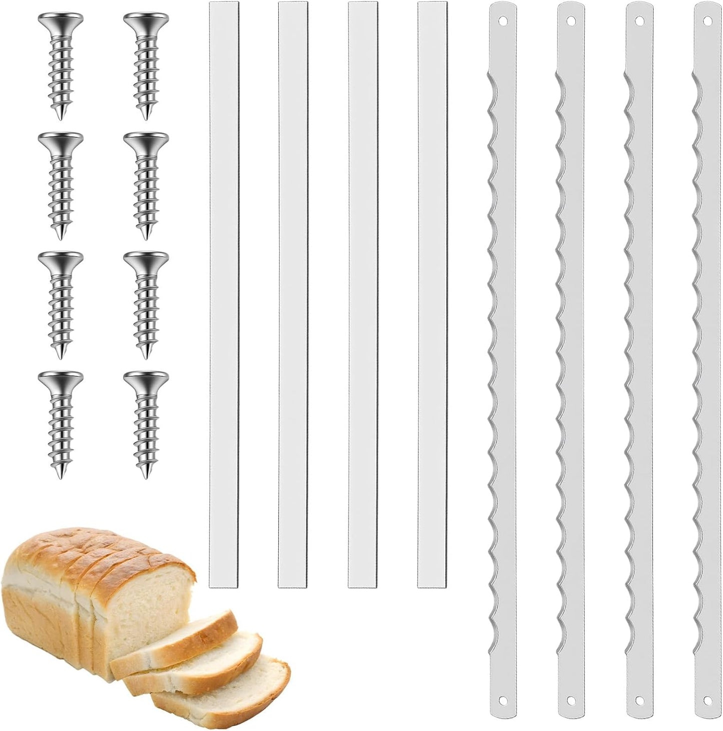 Set 8 cuchillas acero inox dentadas con protector para pan casero