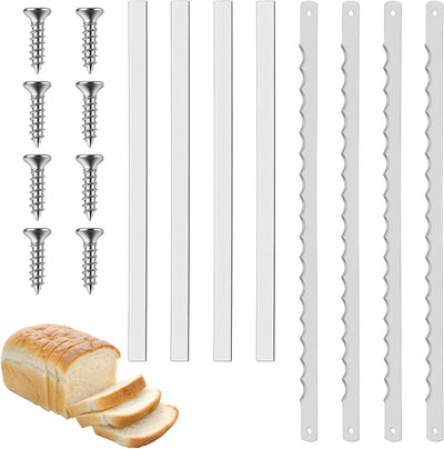 Set 8 cuchillas acero inox dentadas con protector para pan casero