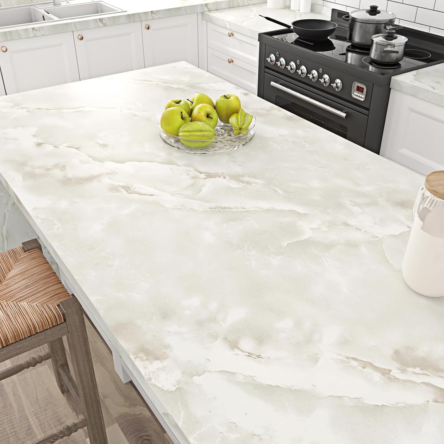 Papel adhesivo mármol beige para encimeras y armarios