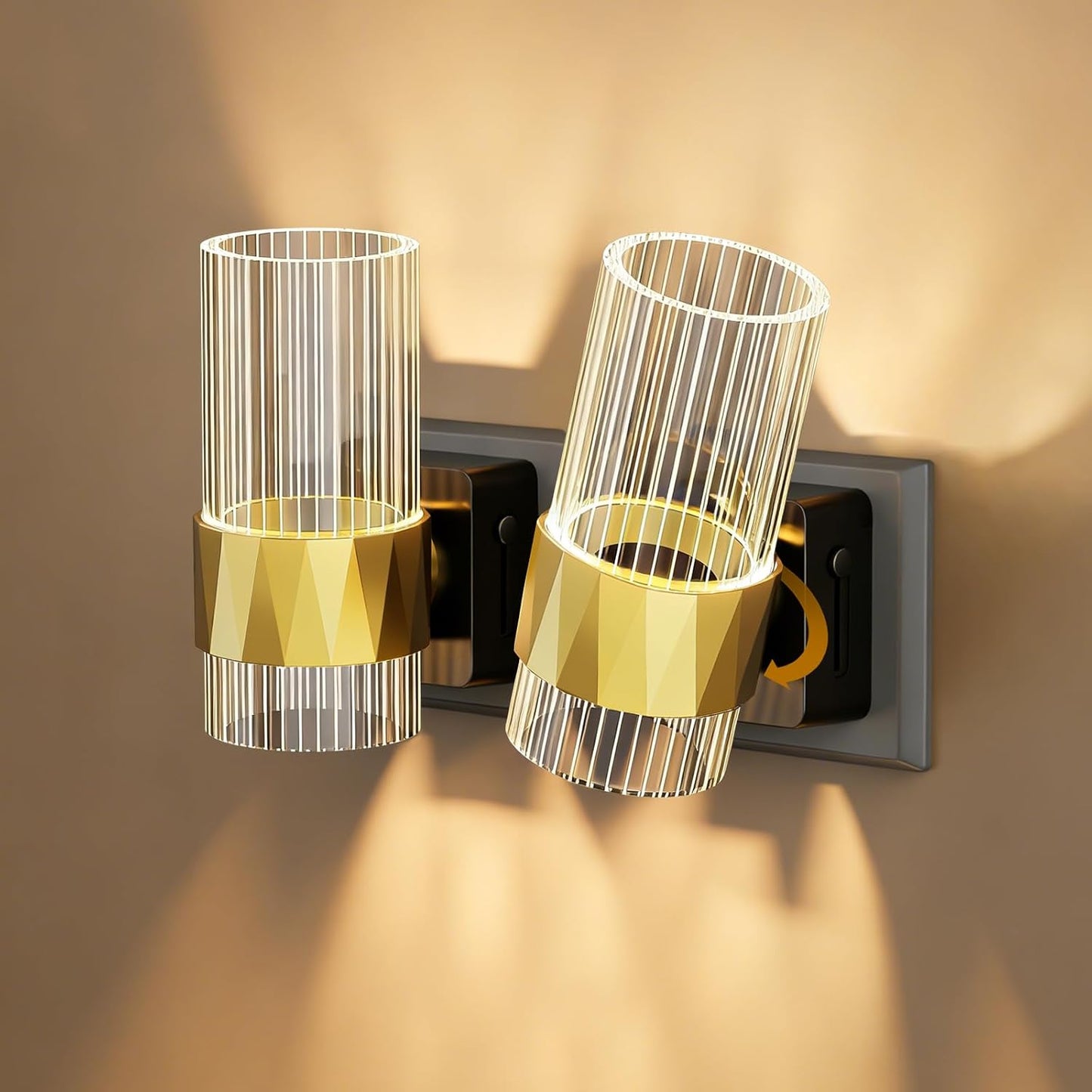 Luz nocturna LED giratoria con sensor 2700K enchufe dormitorio