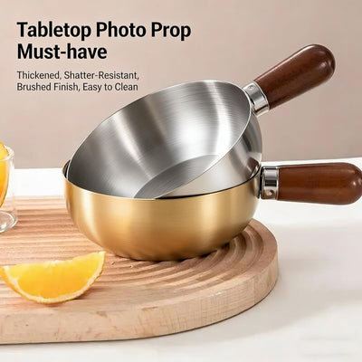 Cacerola acero inox 13cm con tapa mango madera para inducción