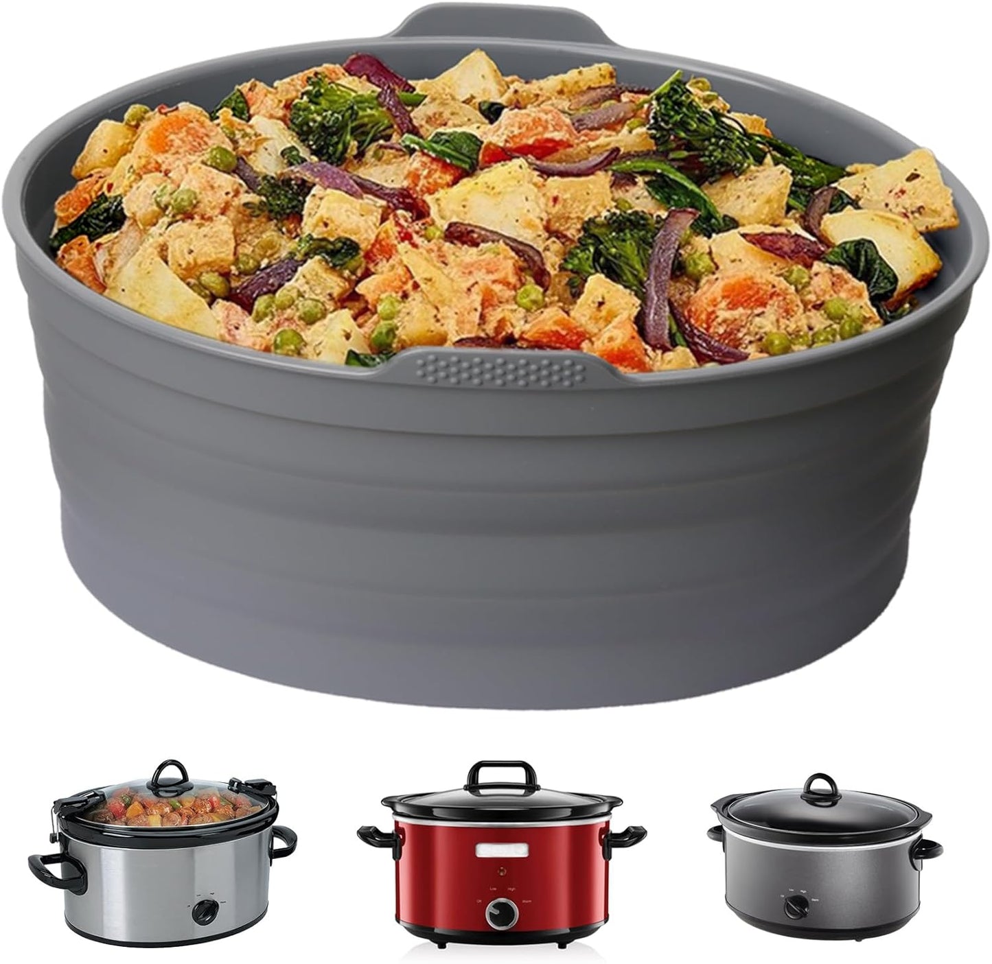Revestimientos de silicona para olla lenta con asa, reutilizables 6 cuartos de galón compatibles Crock-Pot