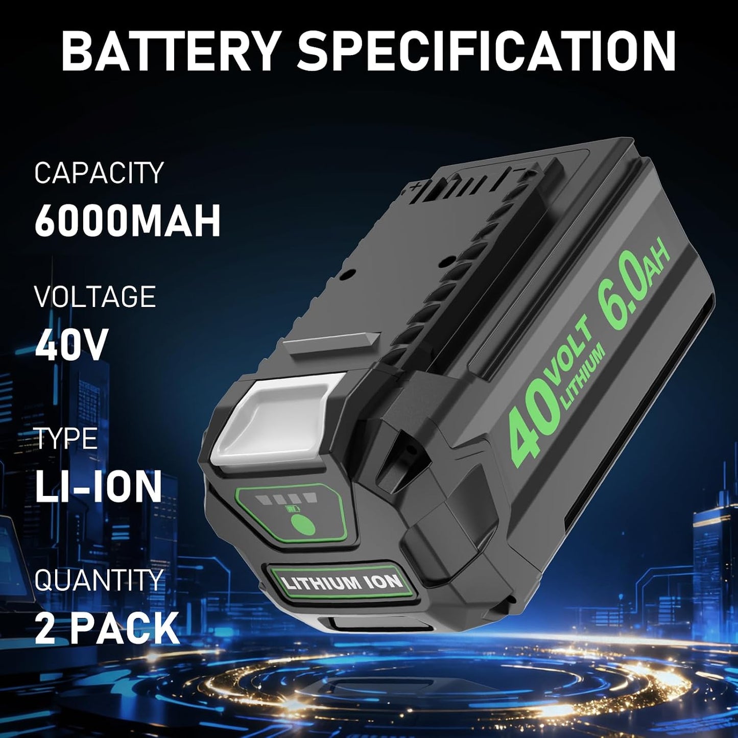 Reemplazo batería litio 29472 6000mAh para Greenworks 40V