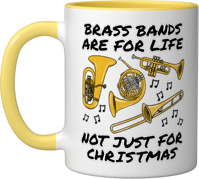 Taza cerámica de Brass Bands Are For Life No Solo Para Navidad Amarilla/Blanca