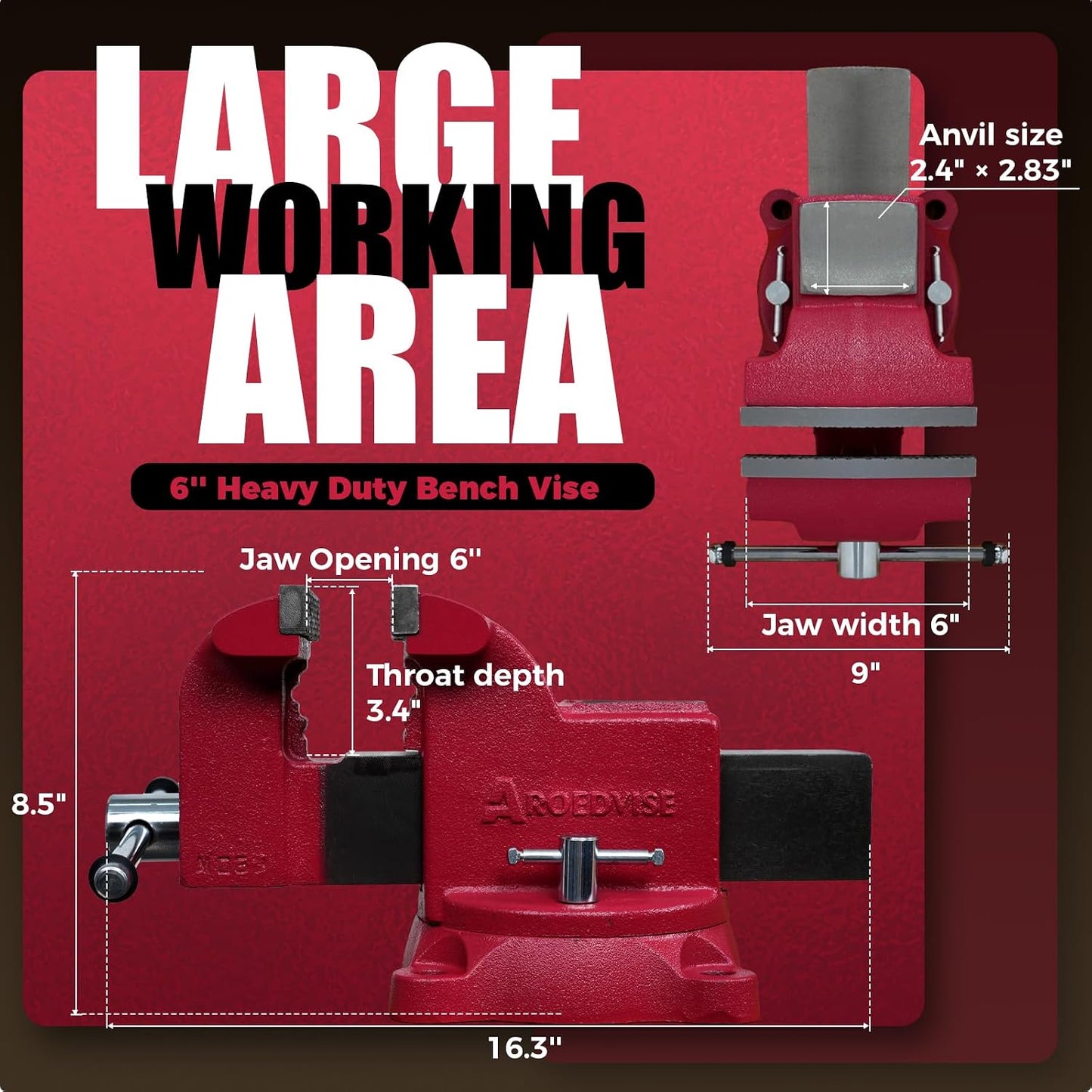 Tornillo banco hierro dúctil 60000 PSI 6 pulg base giratoria