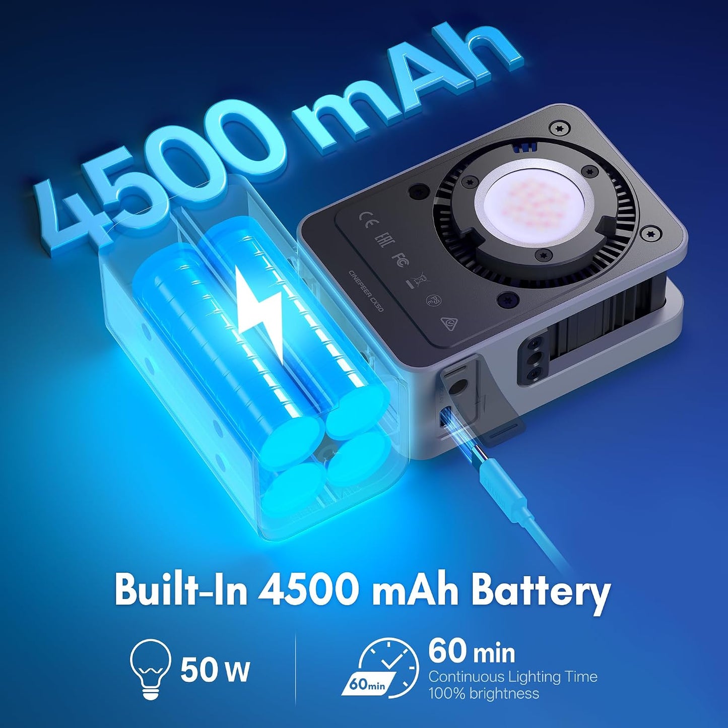 Luz LED CINEPEER CX50 2700K-6500K CRI96