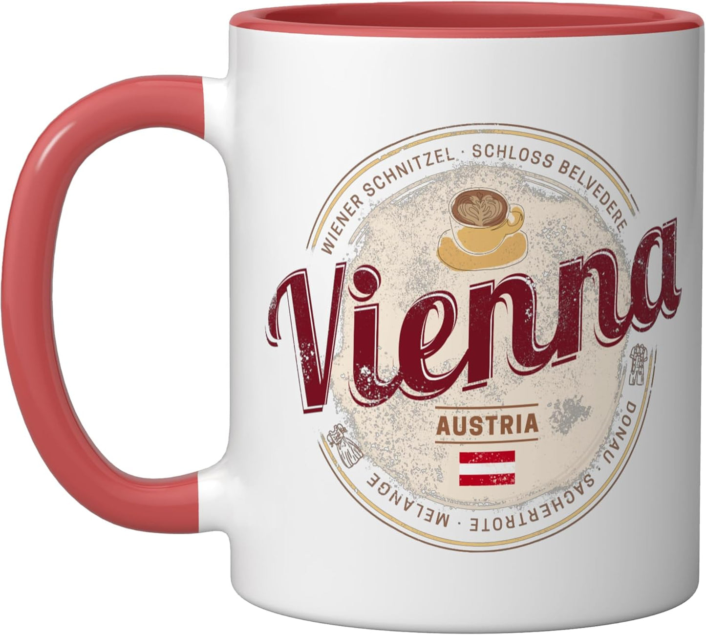 Taza de cerámica Vienna Austria Vintage rojo/blanco
