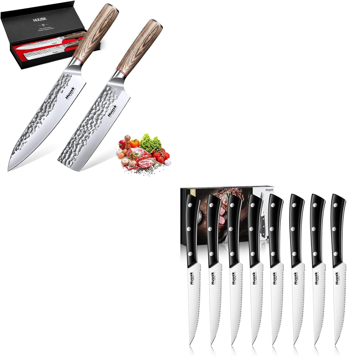 Set 2 Cuchillos Chef y 8 Cuchillos Fileteador