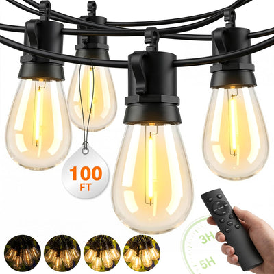 Tira luces LED patio 100ft impermeable control remoto