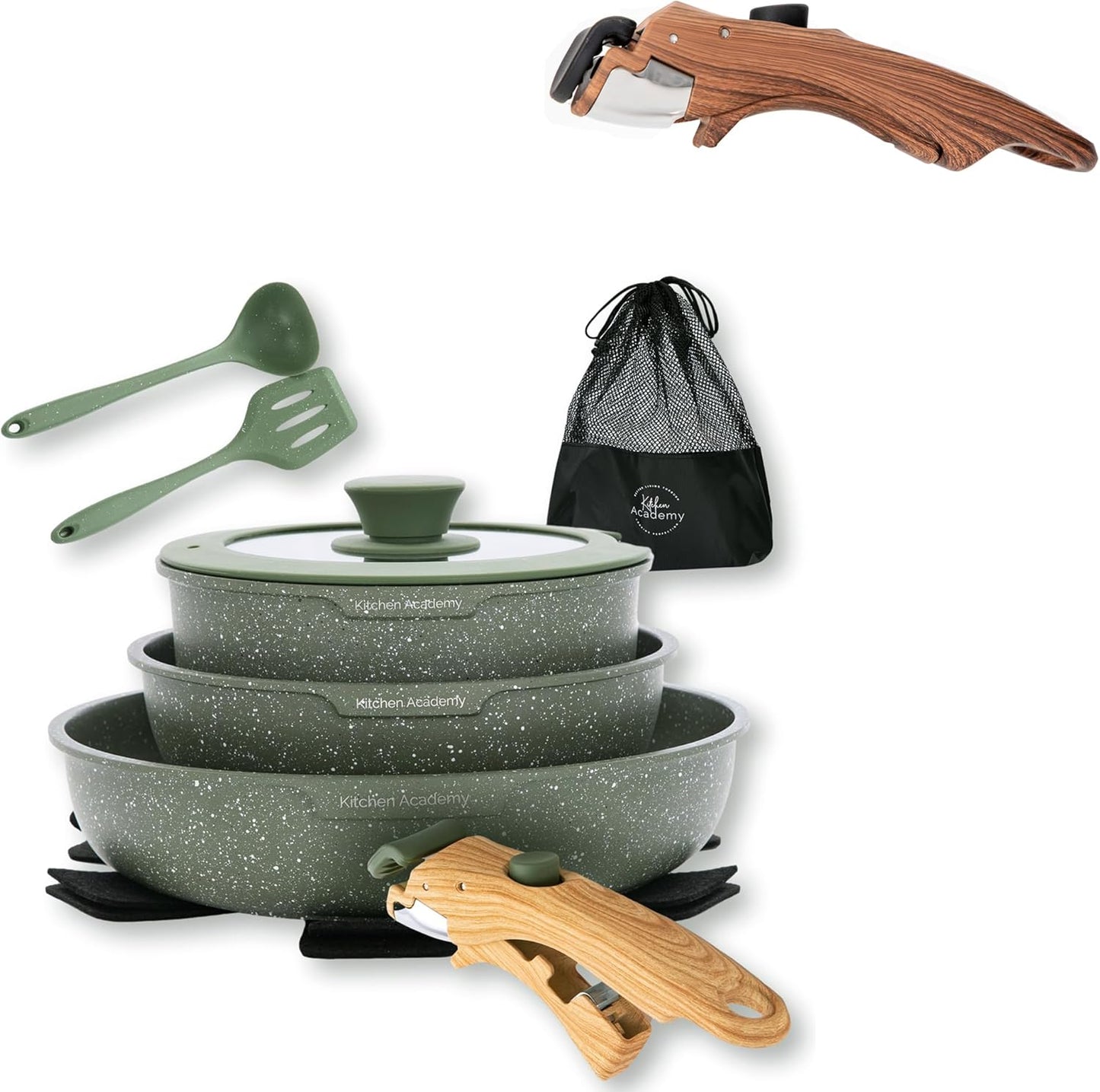 Set 2 Utensilios Granito Mango Desmontable