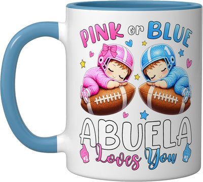 Taza Cerámica Fútbol Bebé Revelación de Género Azul/Blanco