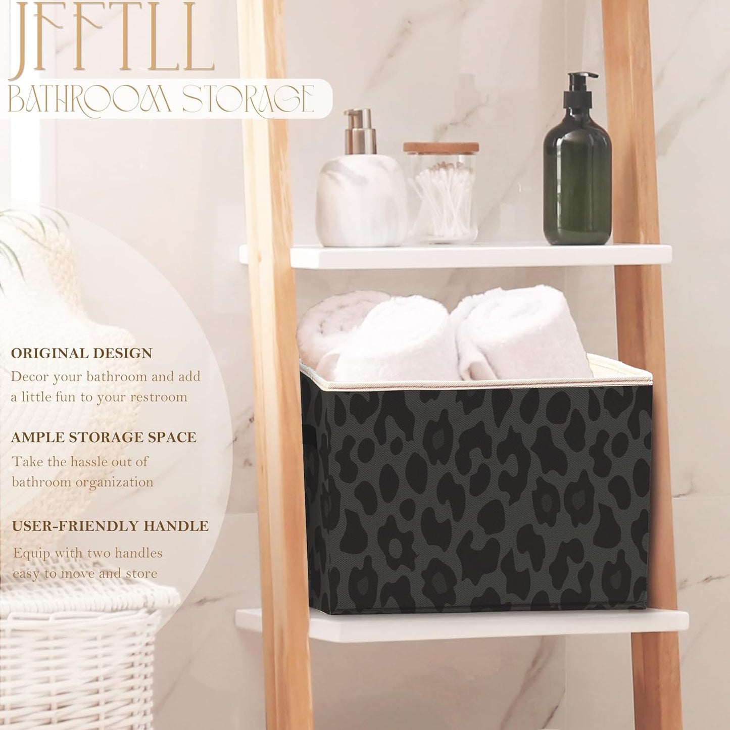 Cesta lavandería plegable estampado leopardo negro