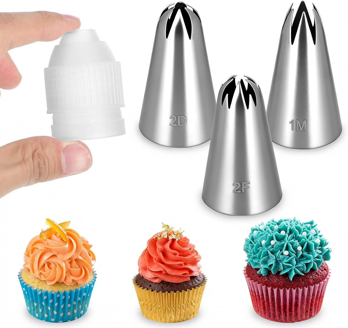 Juego de 3 puntas de glaseado para tartas 1M 2D 2F acero inoxidable