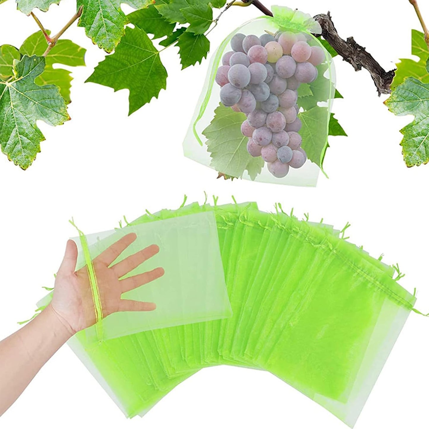 20 Bolsas Malla Reutilizables 6x10pulg para Frutas Verduras