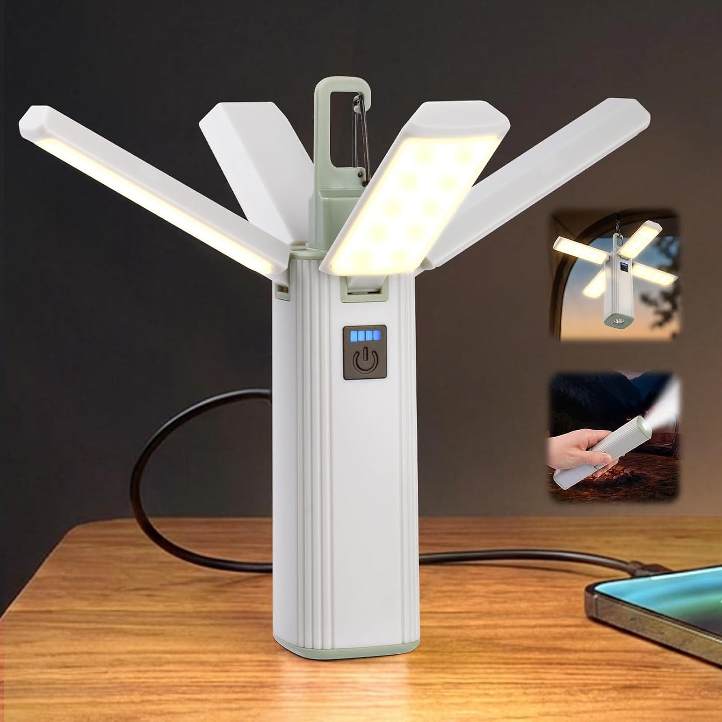 Linterna recargable plegable LED solar camping senderismo
