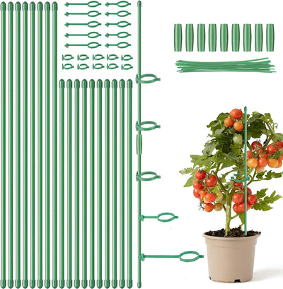 Estacas 16 y 12pulg para plantas con anillos clips verdes