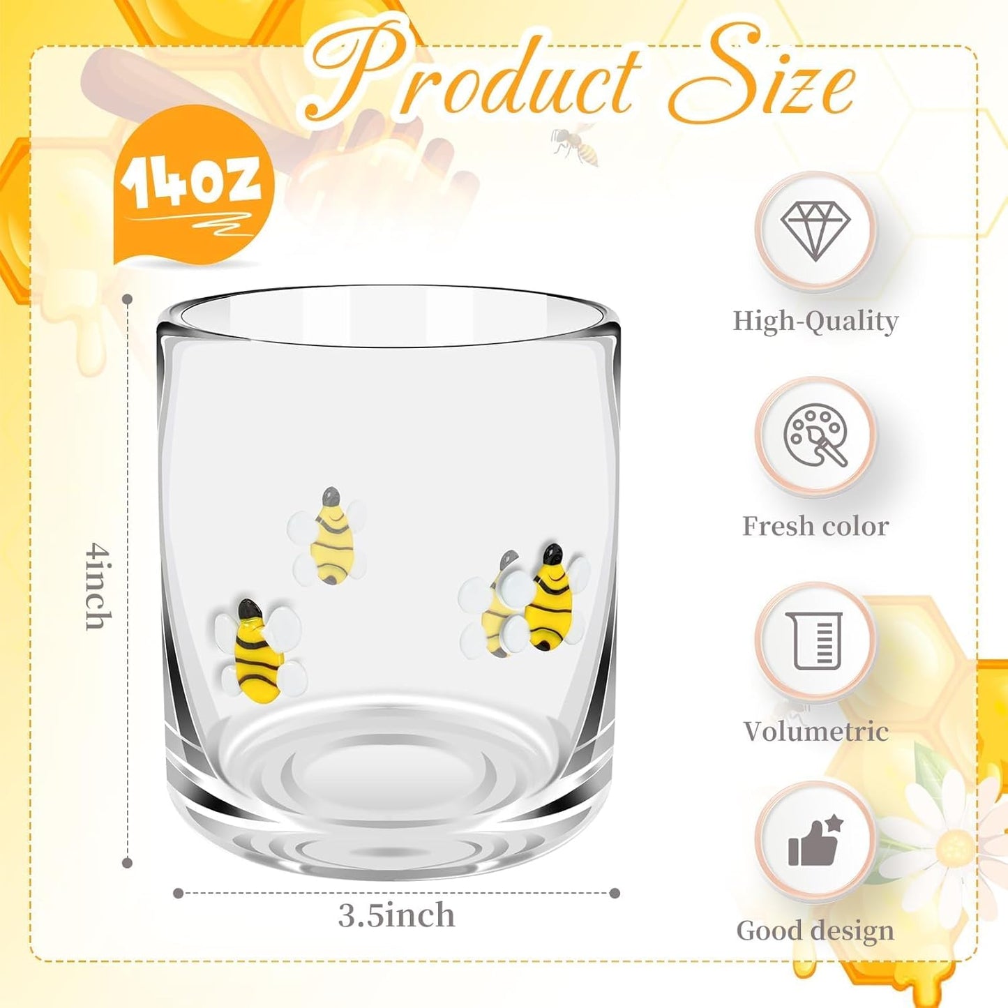 Vasos de jugo Icon de 14 oz, vasos de cóctel estéticos de vidrio transparente