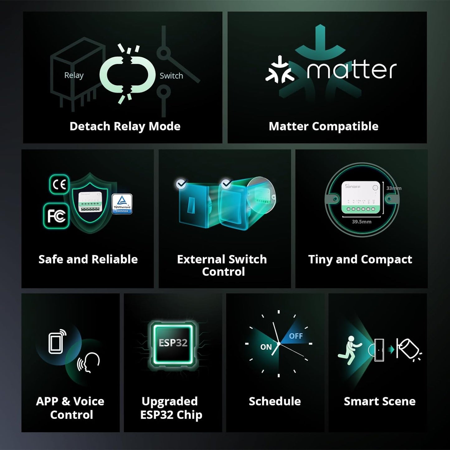Interruptor WiFi mini luz empotrable comp. Apple Home Alexa