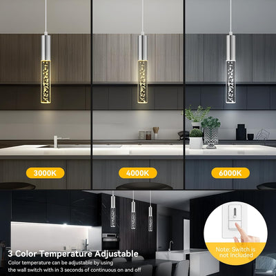 Lámpara colgante LED cristal burbujas 3 colores para cocina comedor