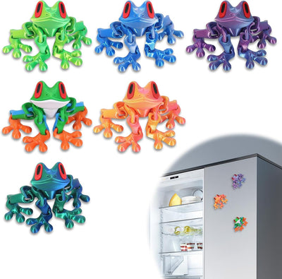 6 imanes magnéticos ranas articuladas 3D para nevera