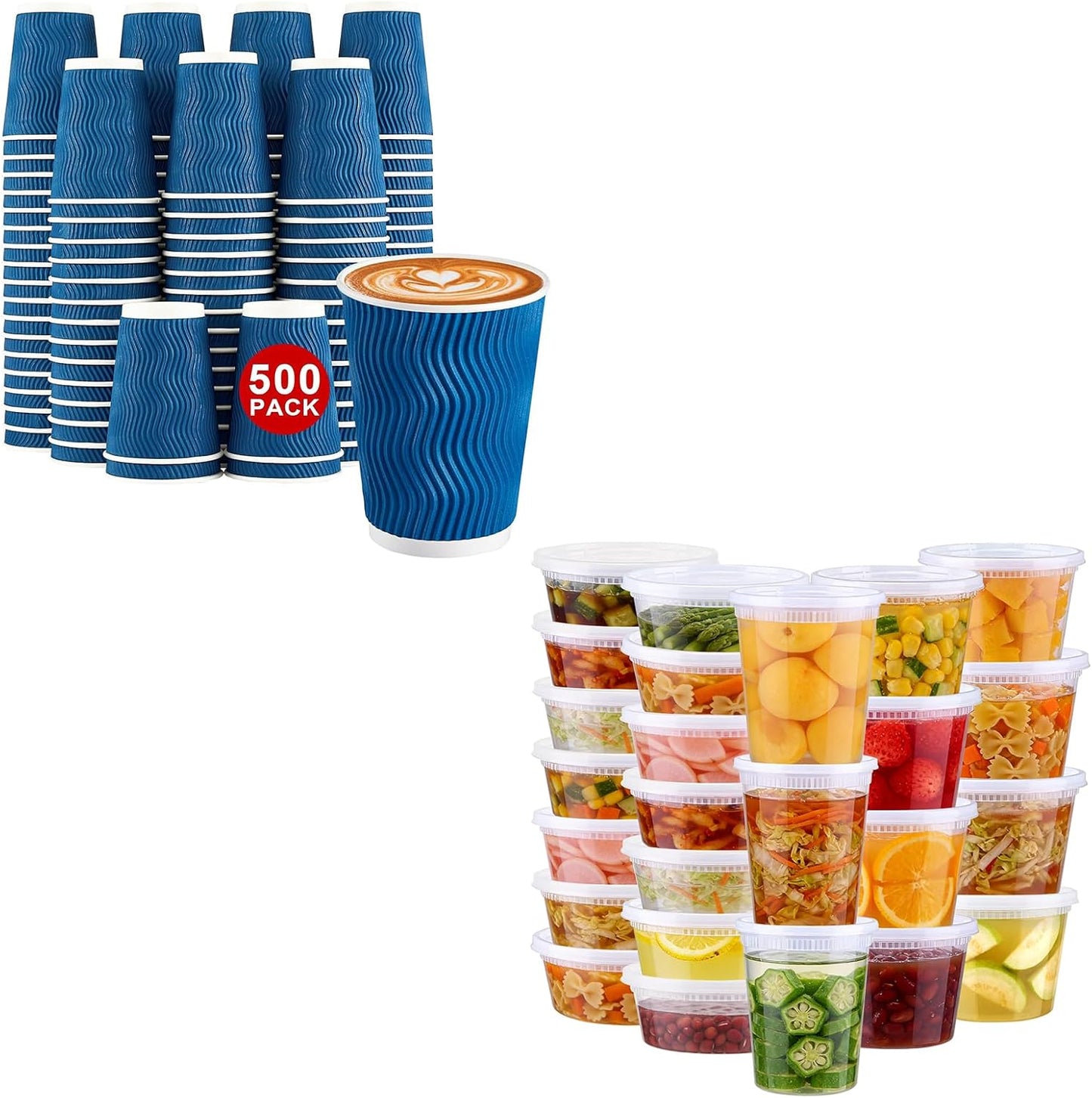 Cafetera papel aislada 12oz y contenedor plástico sin BPA
