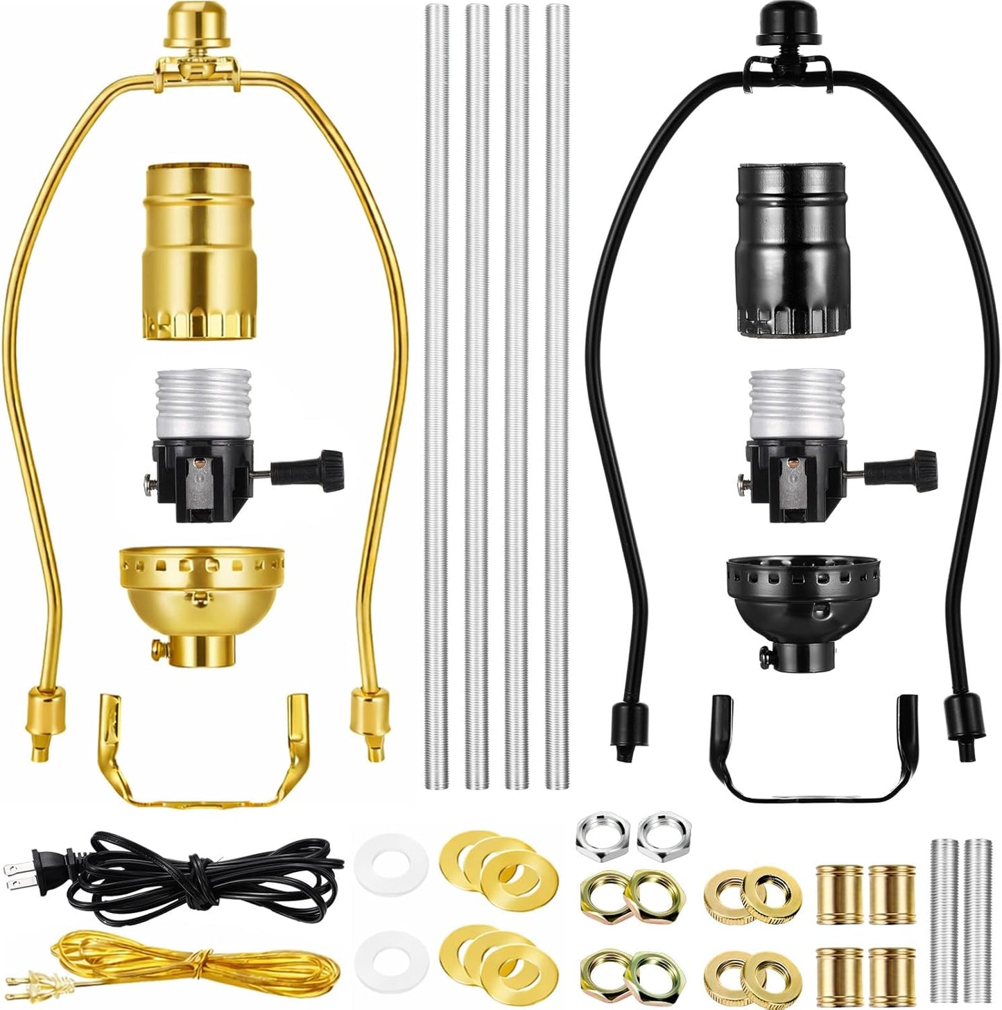 Kit 2 Luces Lámpara Cable Arpa 8pulg Enchufe 3 Vías Dorado