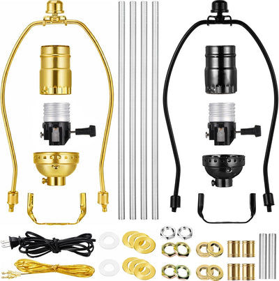 Kit 2 Luces Lámpara Cable Arpa 8pulg Enchufe 3 Vías Dorado