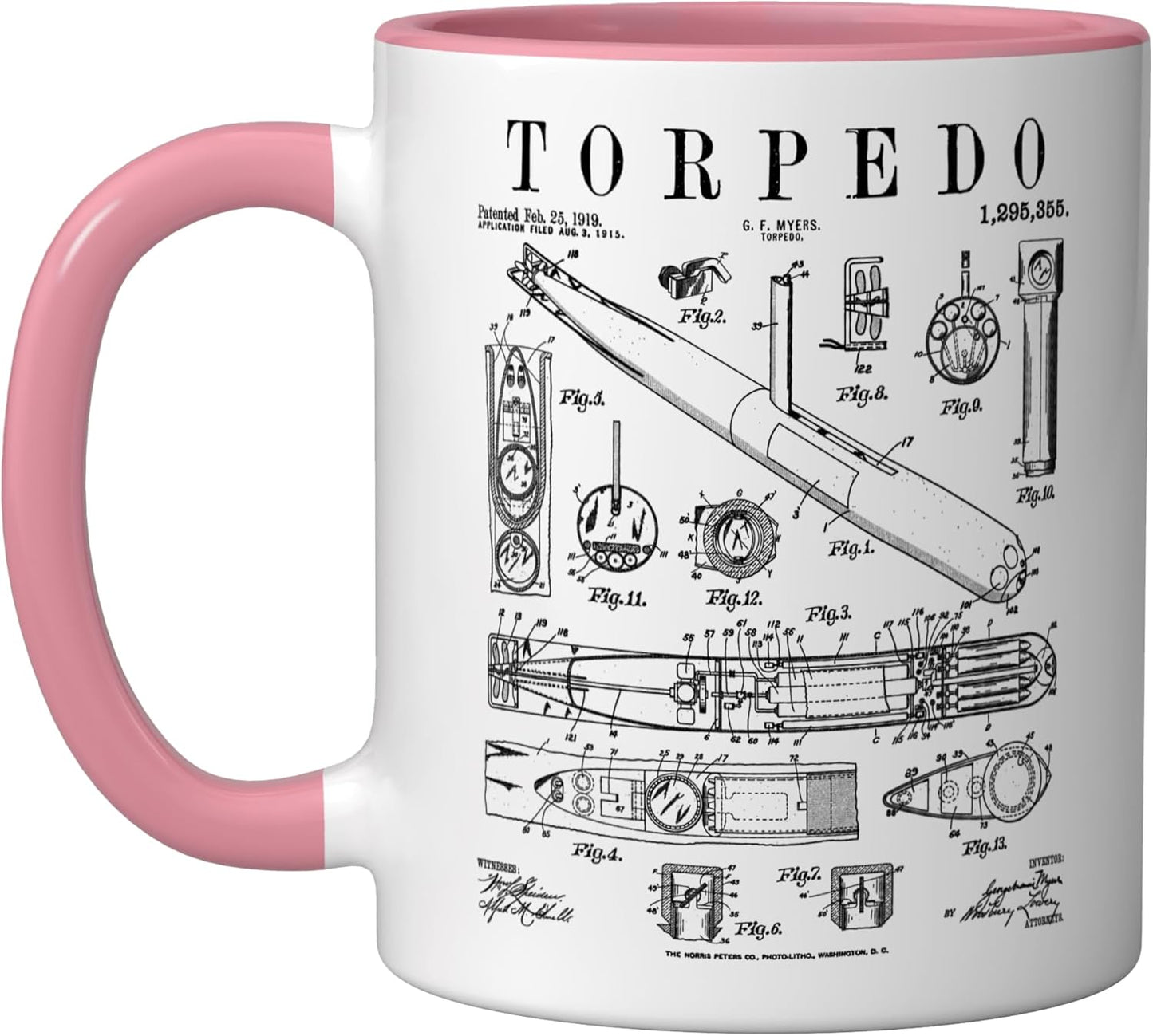 Taza cerámica vintage submarino naval rosa/blanco
