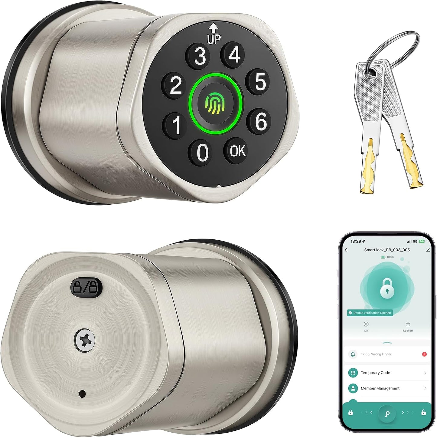 Cerradura puerta biométrica 4en1 con control app